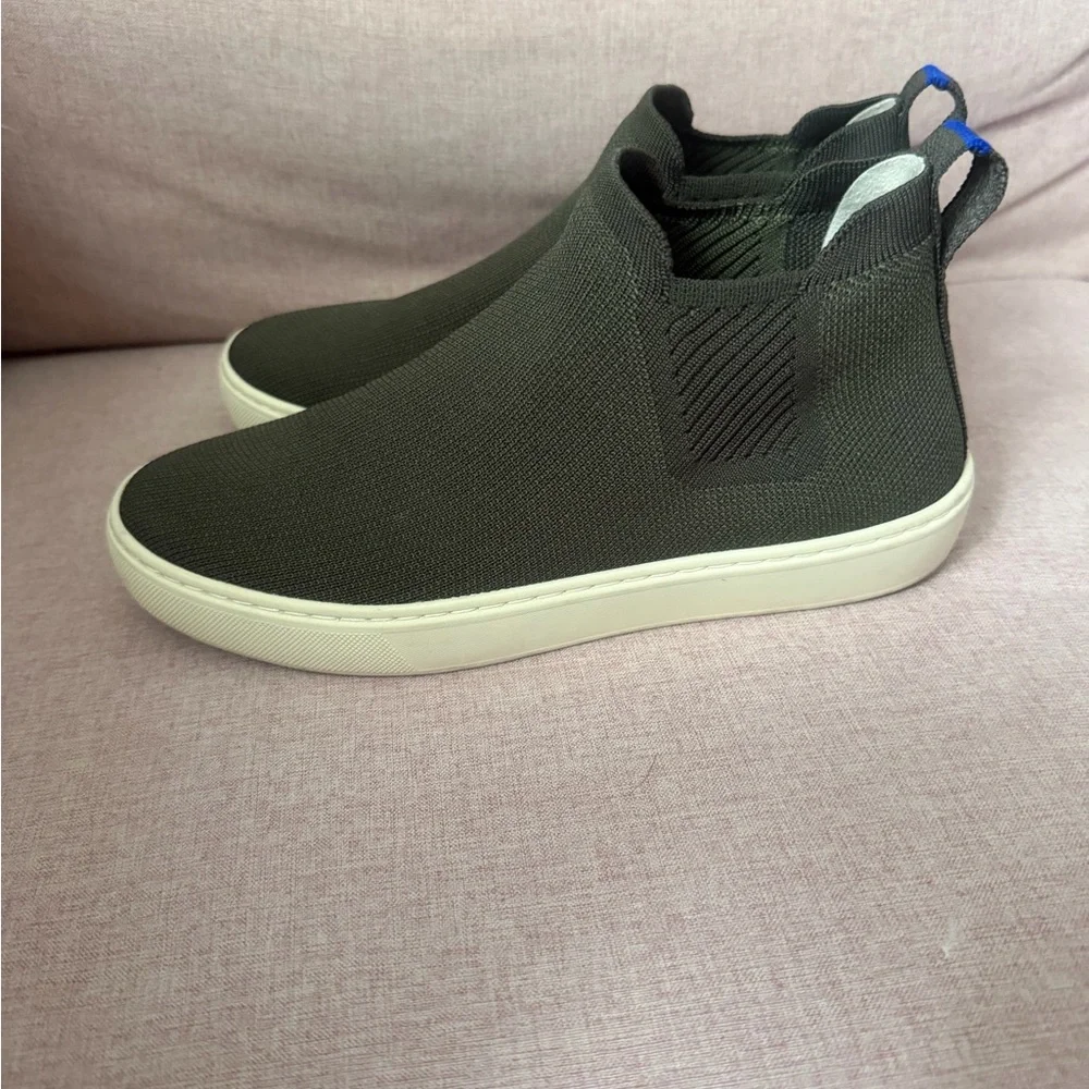 Women’s Slip-On Knit Sneakers in Dark Olive with Cream Sole